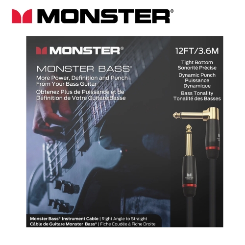 몬스터 Prolink Bass Cable 베이스기타 케이블 3.6M(12ft.) / TS - ㄱ자 TS 모노케이블 / 정식수입품