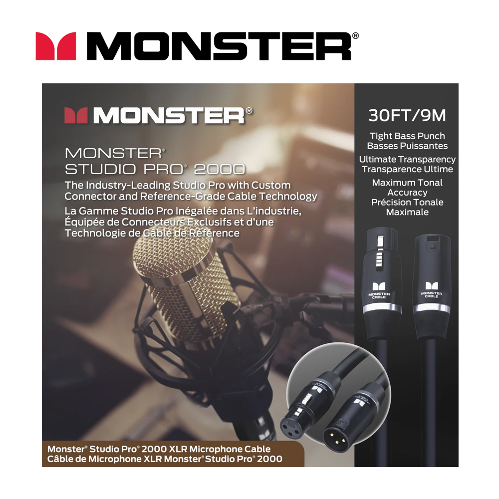 몬스터 Studio PRO2000 골드커넥터 양캐논 마이크케이블 9M(30ft.) 정식수입품