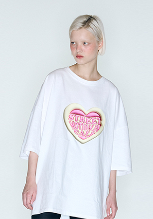 SMA SHOES Heart-Logo T-Shirt_White (Over-Fit) 남녀공용